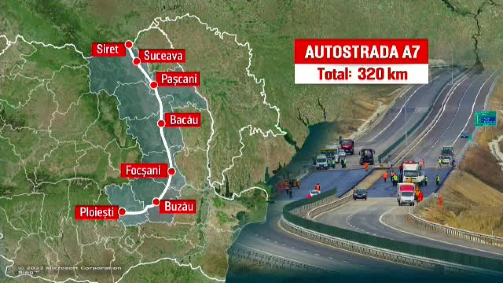 VIDEO Imagini spectaculoase de pe Autostrada Moldovei. Se lucrează cu 1.900 de muncitori şi 400 de utilaje